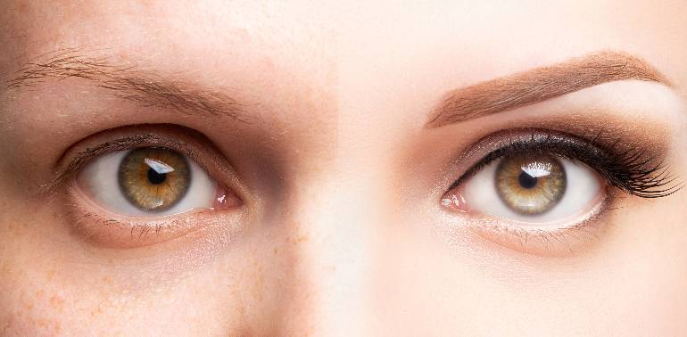 Ламиниране на вежди преди и след